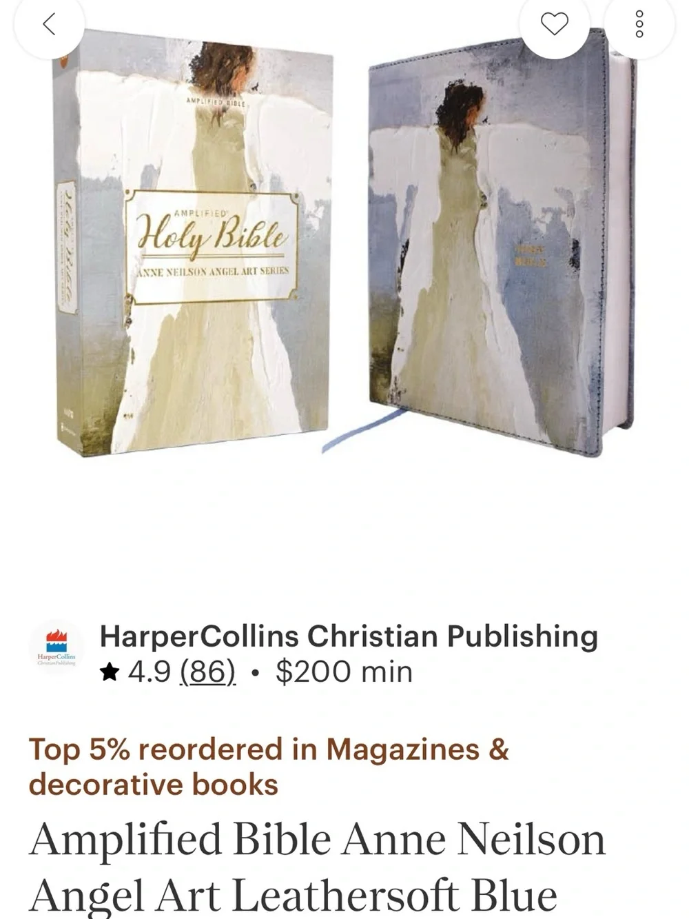 HarperCollins Anne Neilson Angel Art Leathersoft Bible !! 3 Design Options